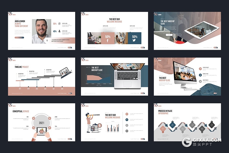 36页国外高端设计风格企业宣传推广商业PPT模板 - 顶尖PPT