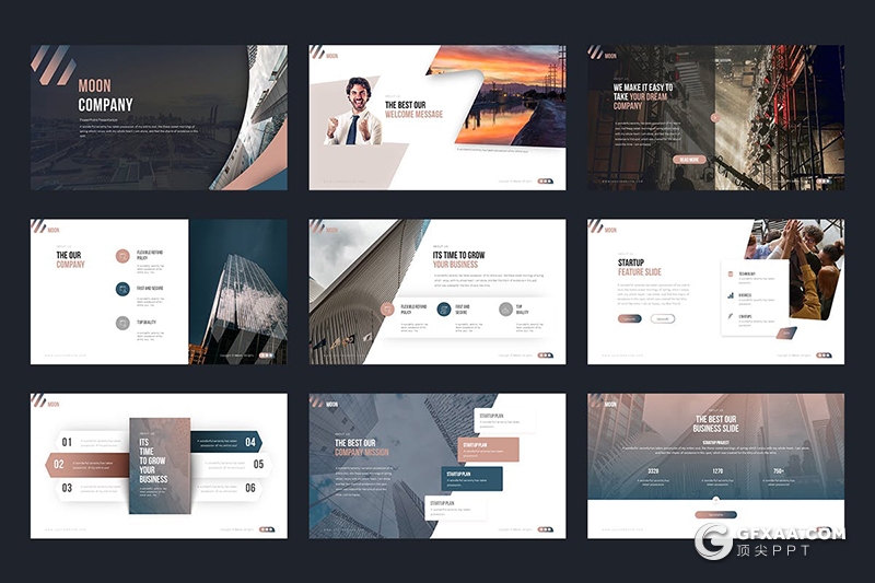 36页国外高端设计风格企业宣传推广商业PPT模板 - 顶尖PPT