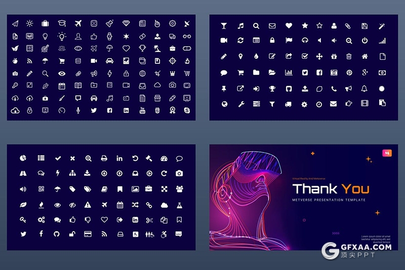 40页彩色渐变虚拟现实VR科技主题PPT模板 - 顶尖PPT