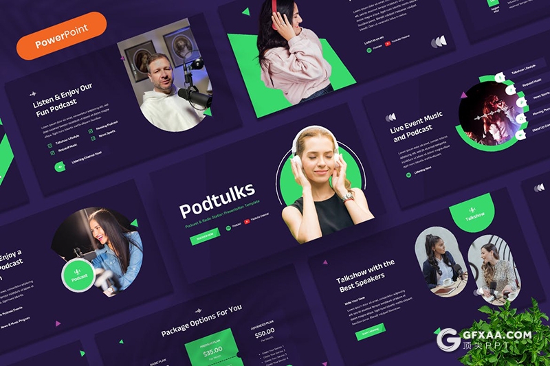 30页播客和广播电台的宣传介绍PPT模板 - 顶尖PPT