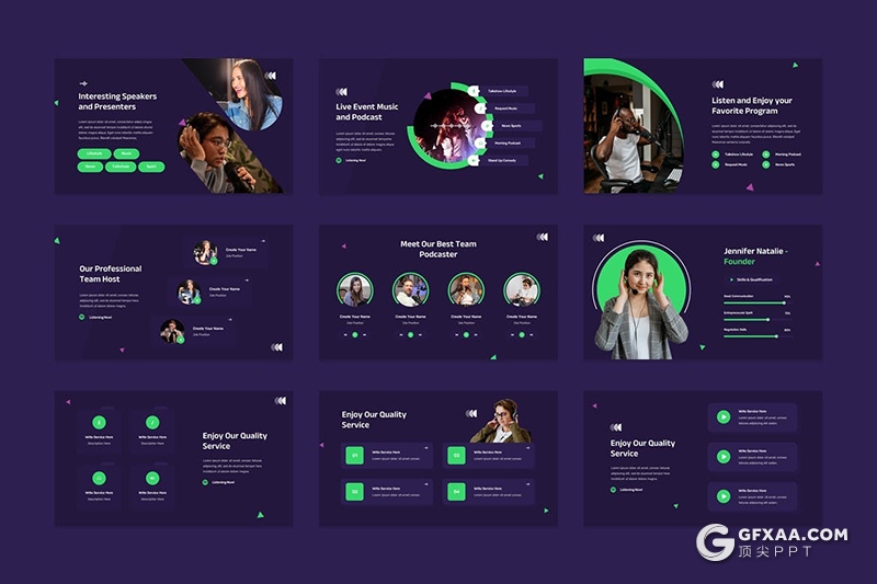 30页播客和广播电台的宣传介绍PPT模板 - 顶尖PPT