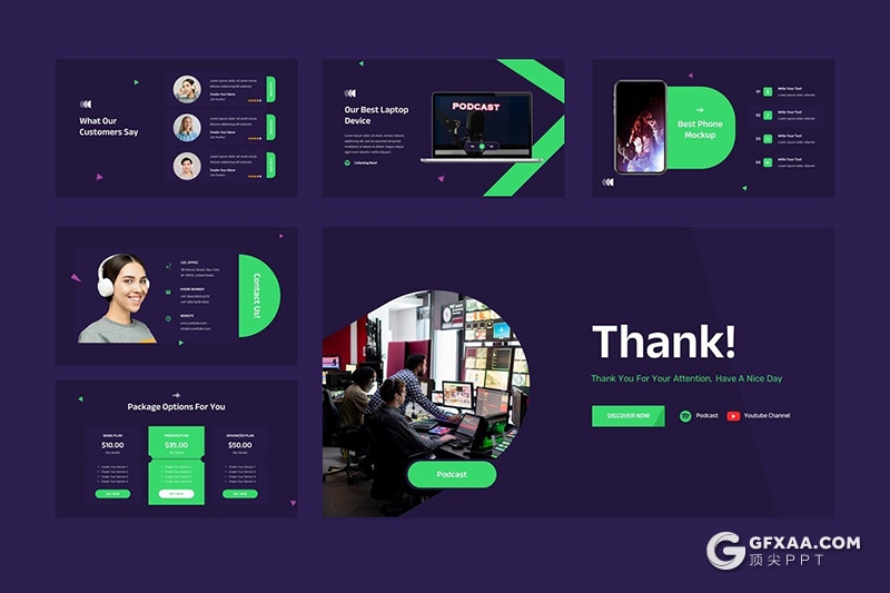 30页播客和广播电台的宣传介绍PPT模板 - 顶尖PPT