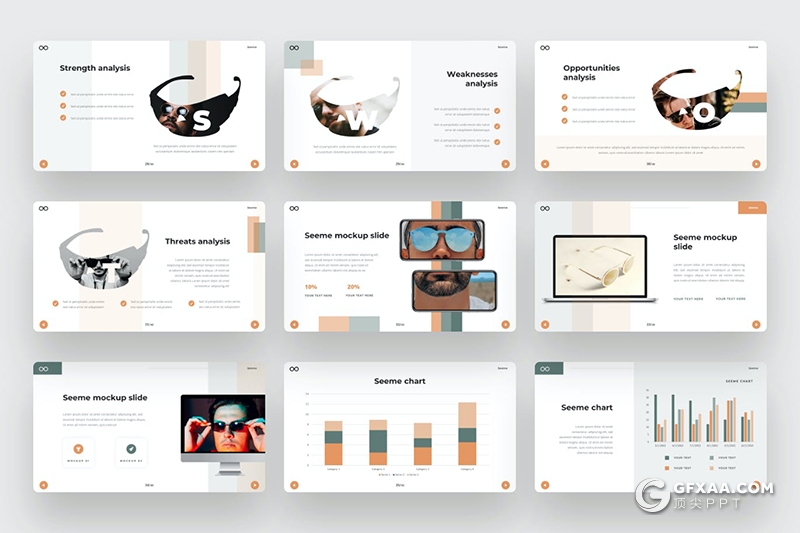 44页国外极简创意设计眼睛产品展示介绍PPT模板 - 顶尖PPT