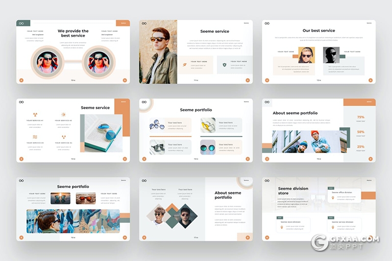 44页国外极简创意设计眼睛产品展示介绍PPT模板 - 顶尖PPT