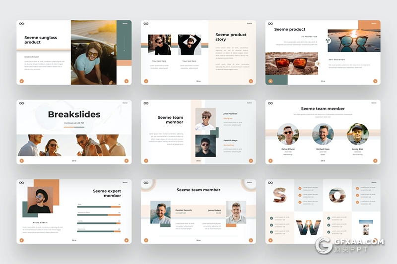 44页国外极简创意设计眼睛产品展示介绍PPT模板 - 顶尖PPT