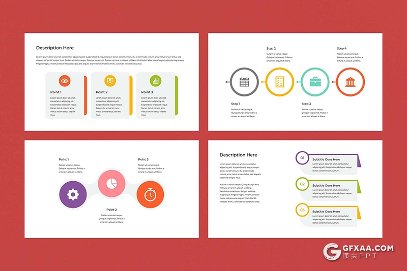 60多页简单彩色信息图形PPT模板 - 顶尖PPT