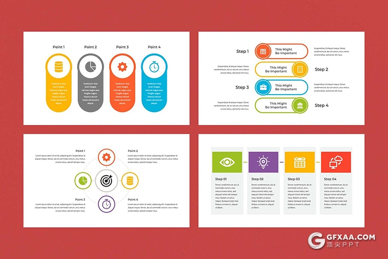 60多页简单彩色信息图形PPT模板 - 顶尖PPT