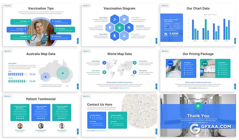 30页国外设计风格疫苗接种医学研究医疗科研PPT模板 - 顶尖PPT