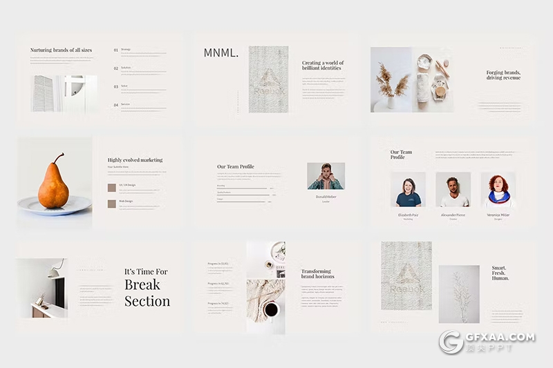 42页国外极简文艺唯美小清新风格PPT模板 - 顶尖PPT