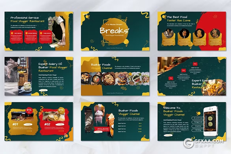 45页西式餐饮美食日料美食主题PPT模板 - 顶尖PPT