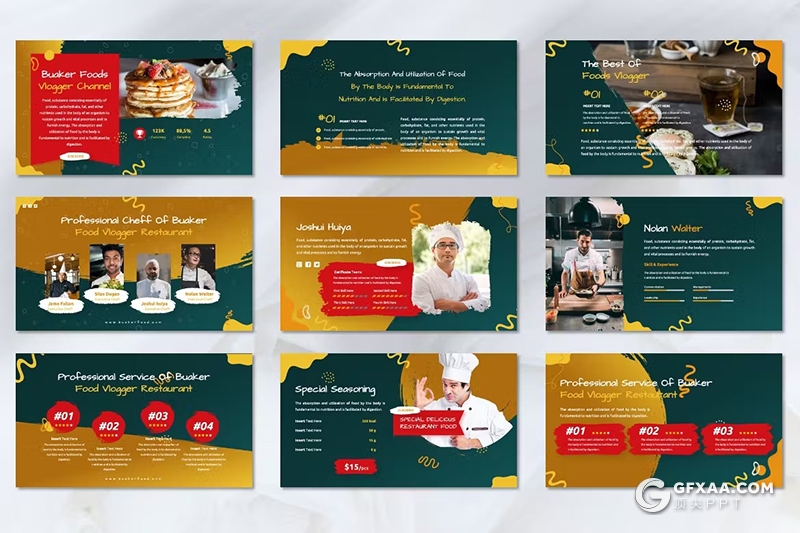 45页西式餐饮美食日料美食主题PPT模板 - 顶尖PPT