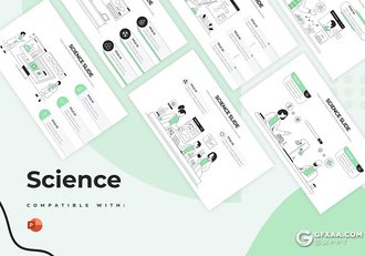 创意线性教育科学卡通插画PPT模版 - 顶尖PPT