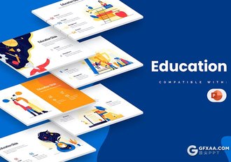 创意扁平化教育教学概念插画PPT模版 - 顶尖PPT