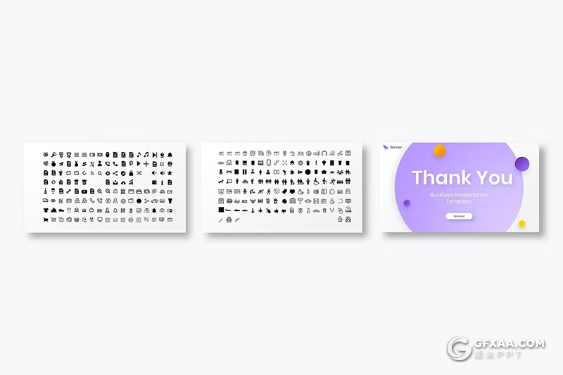 39页创意紫色渐变微立体圆形商务商业国外PPT模版 - 顶尖PPT