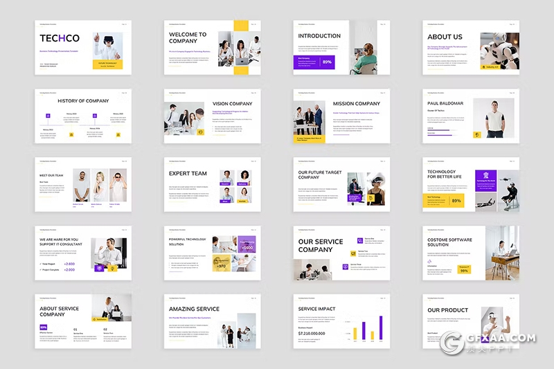 28页极简风格商务技术合作国外PPT模板 - 顶尖PPT