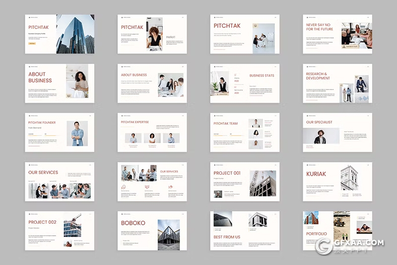 30页红白极简风格商务企业介绍PPT模板 - 顶尖PPT
