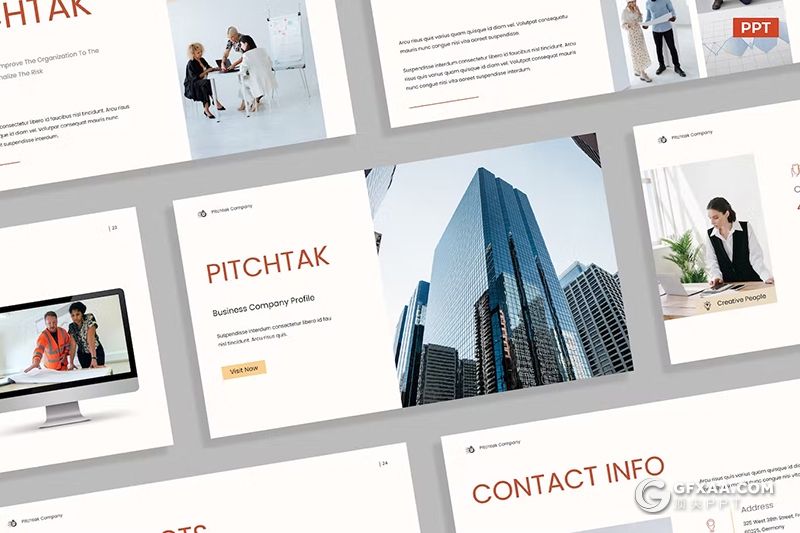 30页红白极简风格商务企业介绍PPT模板 - 顶尖PPT