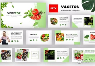 54页健康绿色水果蔬菜食品介绍PPT模板 - 顶尖PPT