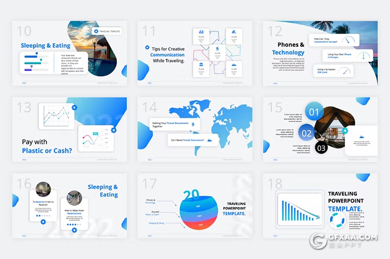 36页微立体风格旅游景点介绍展示通用国外PPT模版 - 顶尖PPT