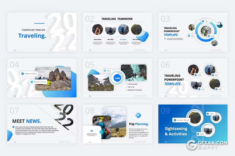 36页微立体风格旅游景点介绍展示通用国外PPT模版 - 顶尖PPT