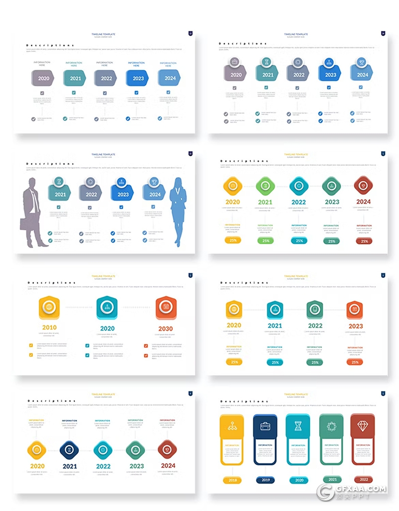 35页20种不同颜色主题商务逻辑图形图标PPT模版 - 顶尖PPT