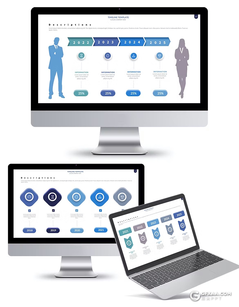 35页20种不同颜色主题商务逻辑图形图标PPT模版 - 顶尖PPT