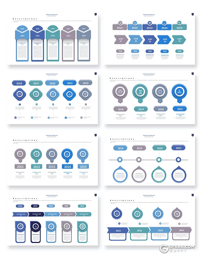 35页20种不同颜色主题商务逻辑图形图标PPT模版 - 顶尖PPT