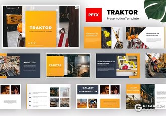 54页橙色机器机械工程图片展示企业汇报通用PPT模板 - 顶尖PPT