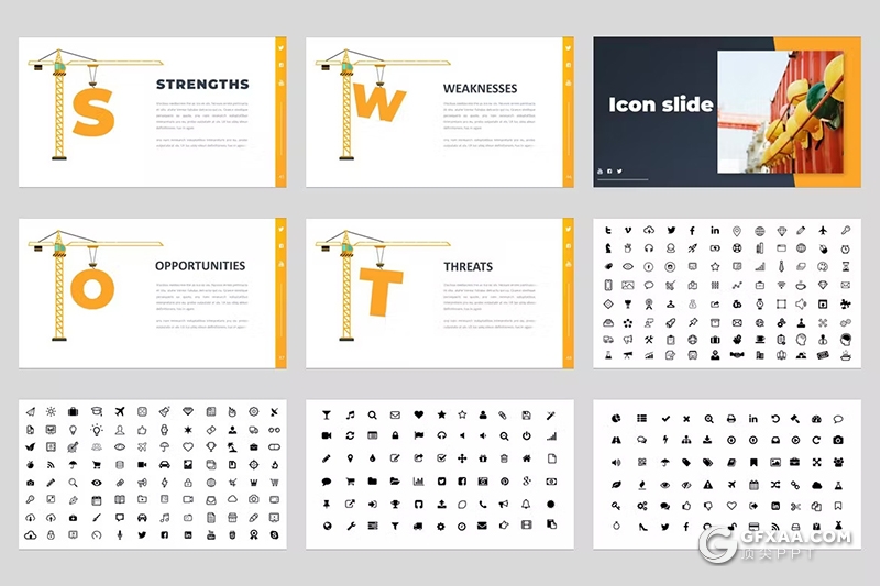 54页橙色机器机械工程图片展示企业汇报通用PPT模板 - 顶尖PPT