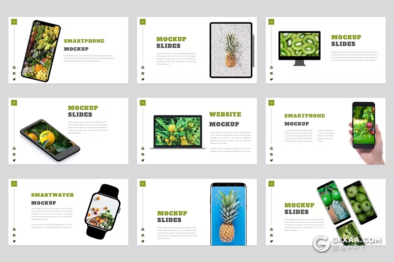 53页绿色大气水果摄影图片展示通用PPT模板 - 顶尖PPT