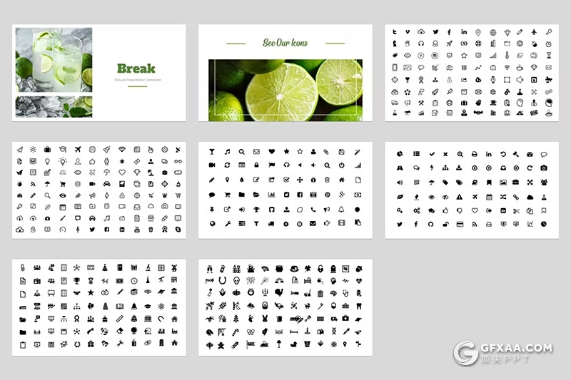 53页绿色大气水果摄影图片展示通用PPT模板 - 顶尖PPT