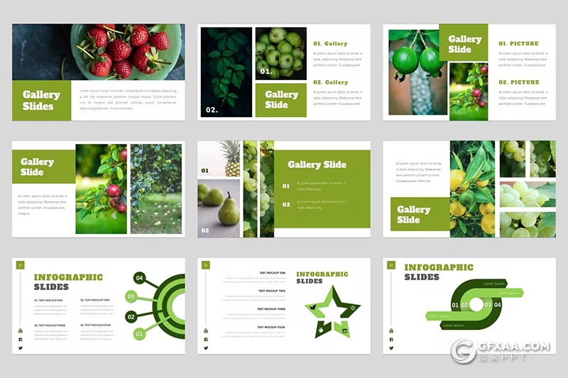 53页绿色大气水果摄影图片展示通用PPT模板 - 顶尖PPT