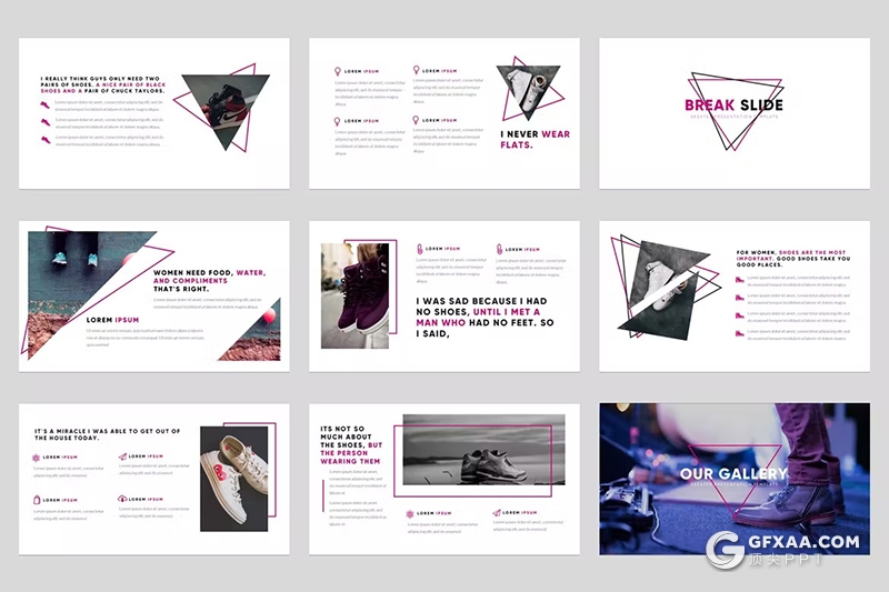 54页紫色运动品牌展示摄影通用PPT模板 - 顶尖PPT