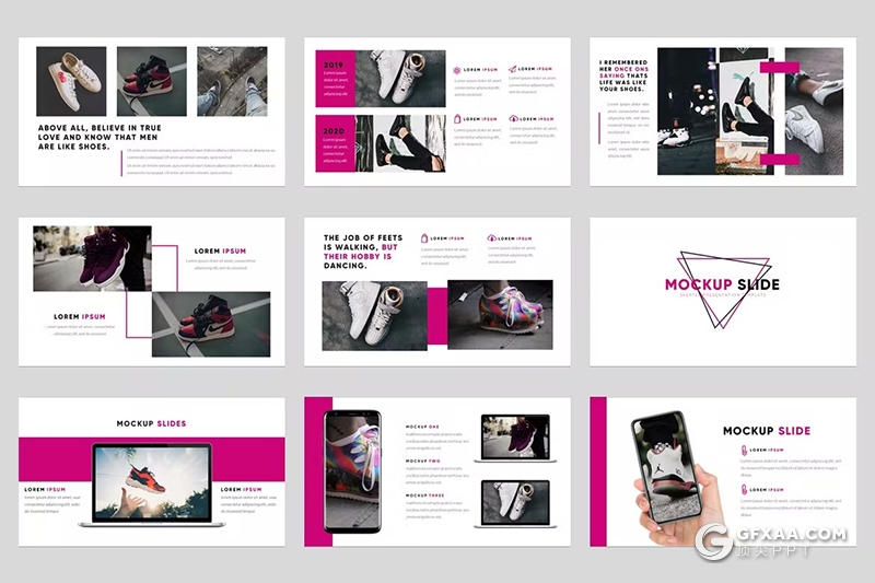 54页紫色运动品牌展示摄影通用PPT模板 - 顶尖PPT