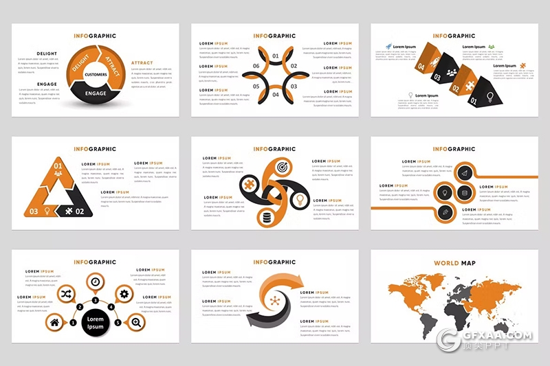 54页橙色摩托车赛车图片展示通用PPT模板 - 顶尖PPT