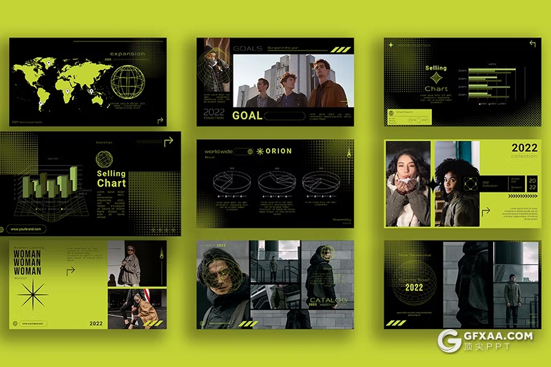 25页时尚人物摄影杂志风格模特摄影展示服装展示时尚PPT模板 - 顶尖PPT