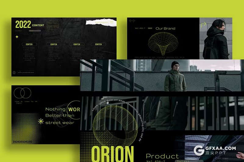 25页时尚人物摄影杂志风格模特摄影展示服装展示时尚PPT模板 - 顶尖PPT