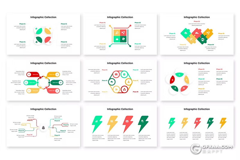 30页多色彩信息图形图表PPT模板 - 顶尖PPT