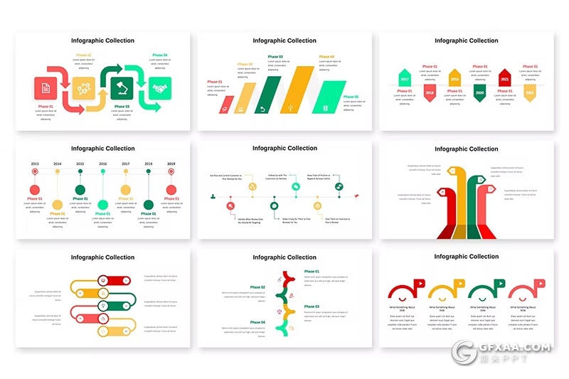 30页多色彩信息图形图表PPT模板 - 顶尖PPT