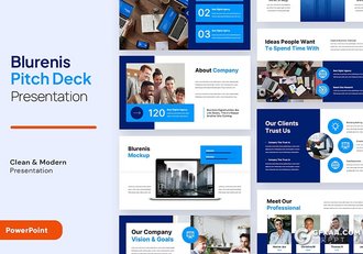 32页蓝色简约大气团队介绍商务PPT模板 - 顶尖PPT