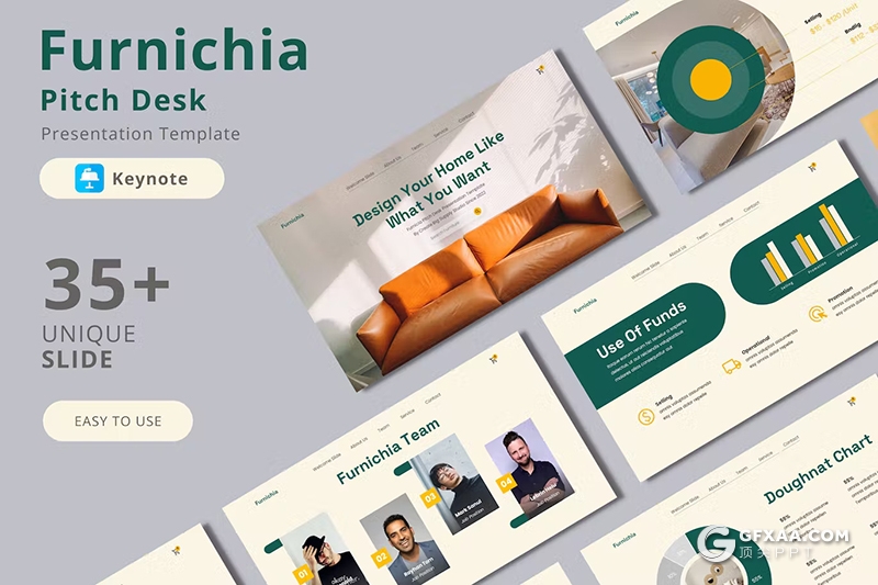 37页绿色清新文艺风格室内设计装修家居展示PPT模板 - 顶尖PPT