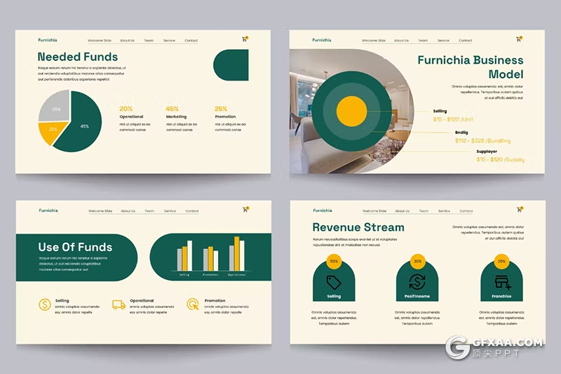 37页绿色清新文艺风格室内设计装修家居展示PPT模板 - 顶尖PPT