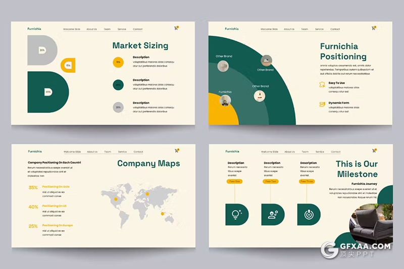 37页绿色清新文艺风格室内设计装修家居展示PPT模板 - 顶尖PPT