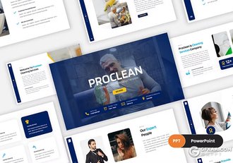 32页蓝色团队介绍家政卫生服务行业宣传介绍PPT模板 - 顶尖PPT