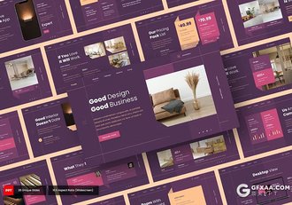 26页紫色高端精美家居产品展示PPT模板 - 顶尖PPT