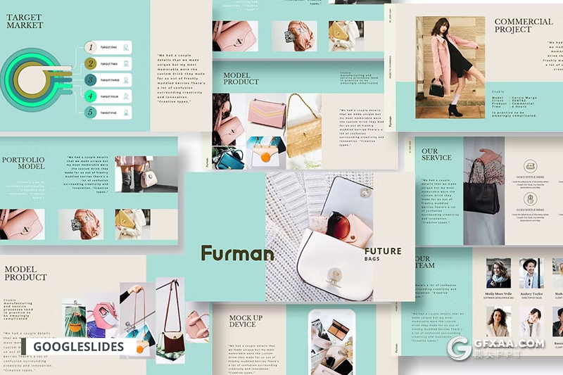 33页蓝色产品营销展示包包产品展示PPT模板 - 顶尖PPT