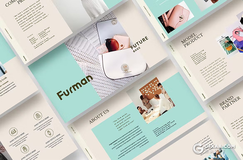 33页蓝色产品营销展示包包产品展示PPT模板 - 顶尖PPT