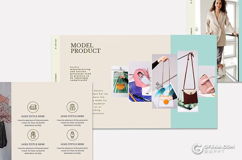 33页蓝色产品营销展示包包产品展示PPT模板 - 顶尖PPT