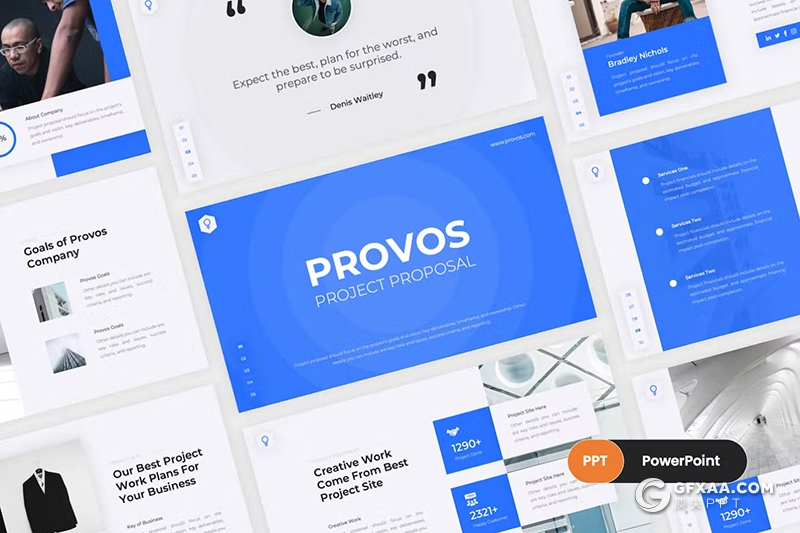 30页蓝色简约大气团队介绍商务PPT模板 - 顶尖PPT