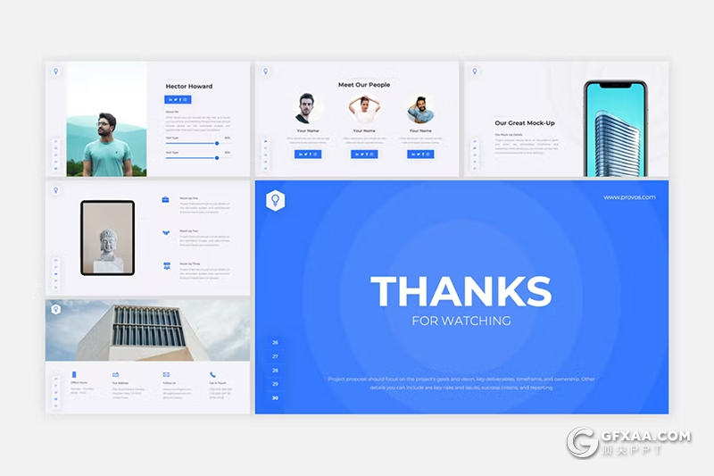 30页蓝色简约大气团队介绍商务PPT模板 - 顶尖PPT